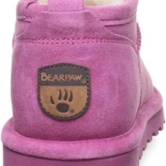 BEARPAW Women's Super Shorty Ankle Boot Pink Size 8 - Picture 4 of 5
